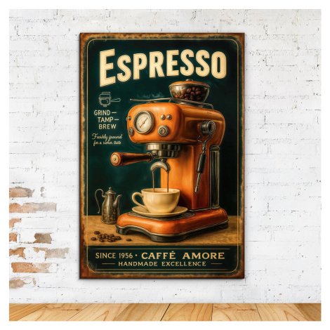 Vintage dřevěný obraz - Espresso DUBLEZ