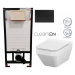 DEANTE Podomítkový rám, pro závěsné WC mísy + SLIM tlačítko černé + WC CERSANIT CLEANON CREA čtv