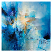 Ilustrace spring is knocking - composition in blue and orange, Annette Schmucker, 40 × 40 cm