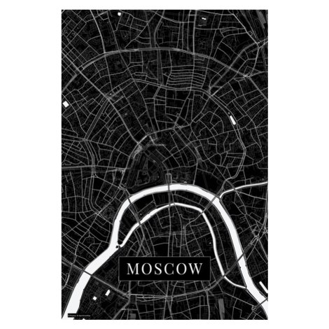 Mapa Moscow black, (26.7 x 40 cm)