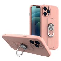 Silikonové pouzdro Ring Case s úchytem na prst a stojánkem pro Samsung Galaxy S22 Ultra pink