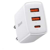 Baseus kompaktní rychlonabíjecí adaptér 2x USB-A, 1x Type-C 30W bílá