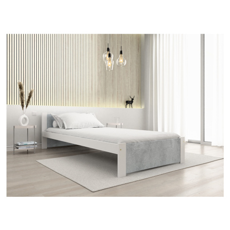 Postel IKAROS 90 x 200 cm, beton/bílá Rošt: S laťkovým roštem, Matrace: Matrace Sommera 18 cm