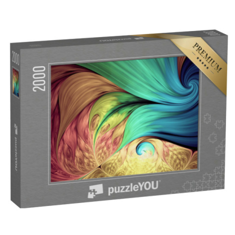 puzzle 2000 dílků „Relaxační vzory s fraktálními obrazci, tekoucí přírodní tvary, květiny, spirá