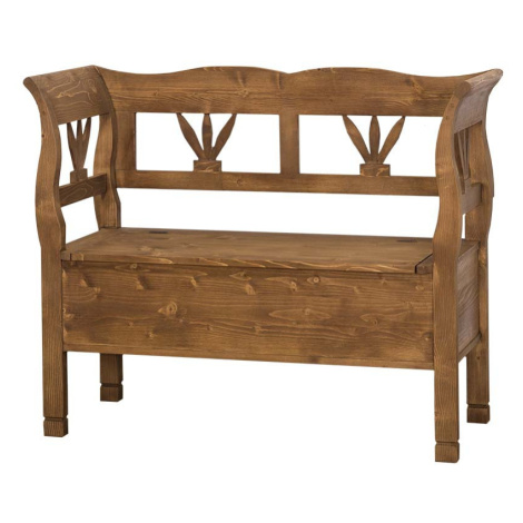Dřevěná lavice s úložným prostorem honey - vosk - p002