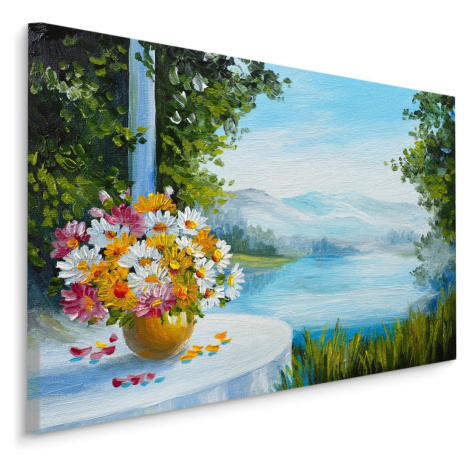 Plátno Váza S Květinami U Jezera 90x60 cm