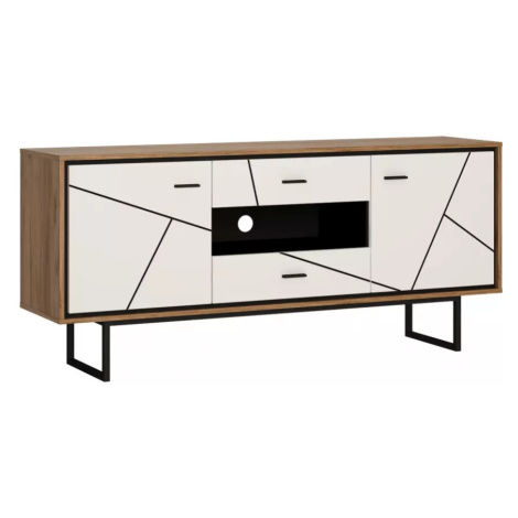 Komoda Brolo BROK01 2D2S dub catania/černá perla/mdf bílý HG BAUMAX