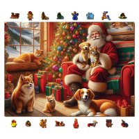 Vánoční dřevěné Puzzle 1000 el Santa Claus a přátelé WoodenCity