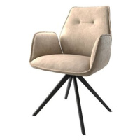 DELIFE Otočná židle Zoa-Flex béžový vintage křížová podnož hranatá otočná černá