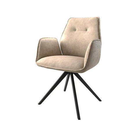 DELIFE Otočná židle Zoa-Flex béžový vintage křížová podnož hranatá otočná černá