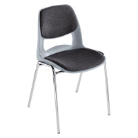 Skořepinová židle z polypropylenu, se šedým čalouněním, šedá, bal.j. 4 ks