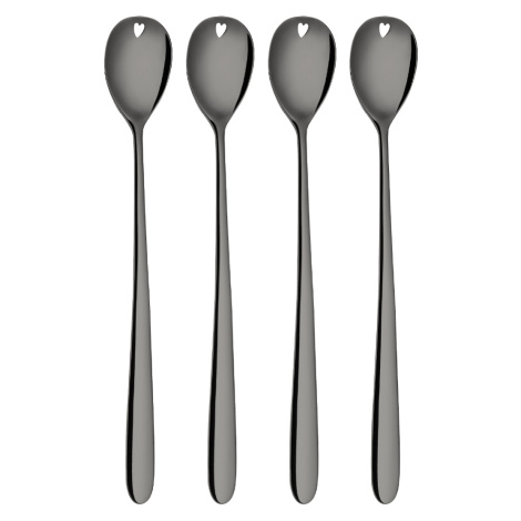 Latté lžičky se srdíčkem šedé 4 ks set – Love Cutlery - 116627