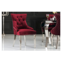 Estila Zámecká chesterfield židle Eleanor v červené barvě ze sametu 97cm