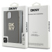 Zaní kryt DKNY PU Leather Stack Logo Wrist Strap pro Apple iPhone 14, zelená