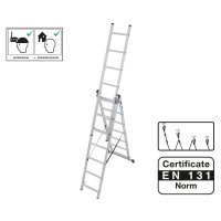 PROTECO 10.66-3-07-KR žebřík trojdílný univerzální 3x7 195/310/420 cm
