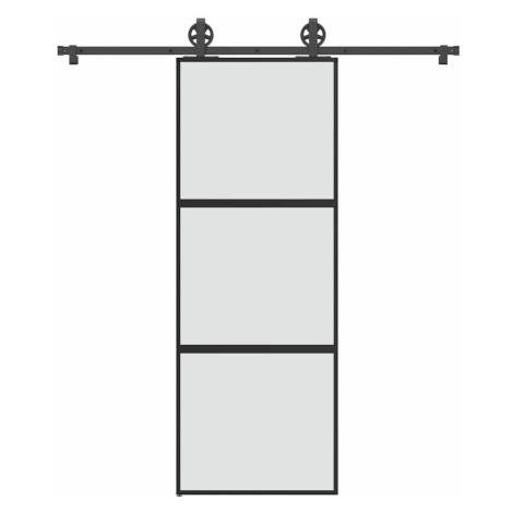 vidaXL Posuvné dveře s kováním 76x205 cm tvrzeného sklo a hliník