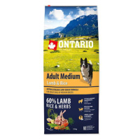 ONTARIO Dog Adult Medium Lamb & Rice 12 kg