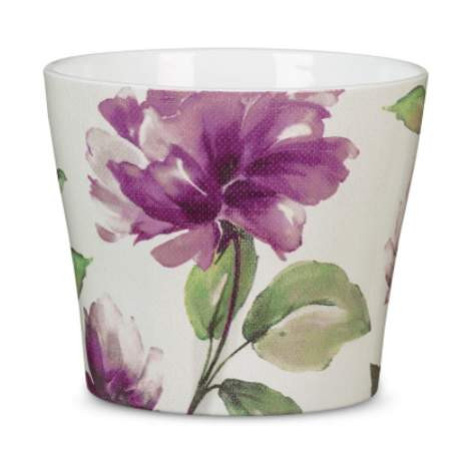 Obal BURGUNDY ROSE 808 keramika fialové květy 15cm Planta