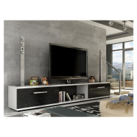 Televizní stolek LOBA RTV, bílá/černý lesk