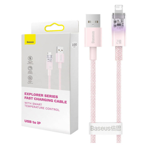 Baseus Rychlonabíjecí kabel Baseus USB-A na Lightning Explorer Series 2m, 2,4A (růžový)