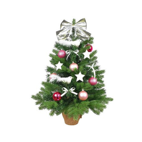 Ozdobený stromeček RŮŽOVÁ KOLEDA 60 cm s LED OSVĚTELNÍM s 35 ks ozdob a dekorací LAALU