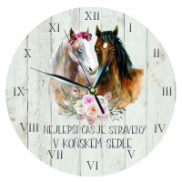 Bohemia Gifts Dřevěné hodiny - Pro milovníky koní, 24 cm