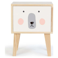 Dětský noční stolek z borovicového dřeva The Wild Hug Polar Bear
