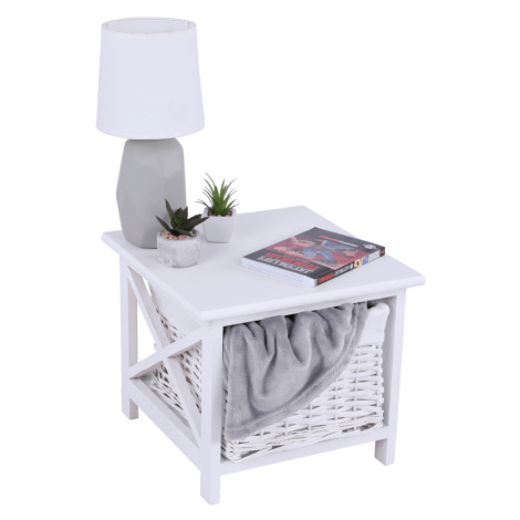 Noční stolek, 1 košík, bílá, RAFAELLO Tempo Kondela