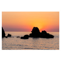 Fotografie Beautiful view of orange sunset seascape, photo-lime, 40x26.7 cm