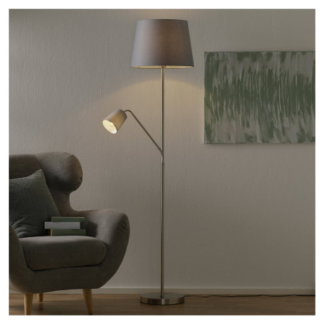 FISCHER & HONSEL Textilní stojací lampa Layer, čtecí světlo, šedá