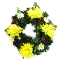 DOMMIO Dušičkový věneček se žlutými chryzantémami, 20 cm