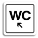 Accept Piktogram "WC vlevo nahoru" (80 × 80 mm) (bílá tabulka - černý tisk)