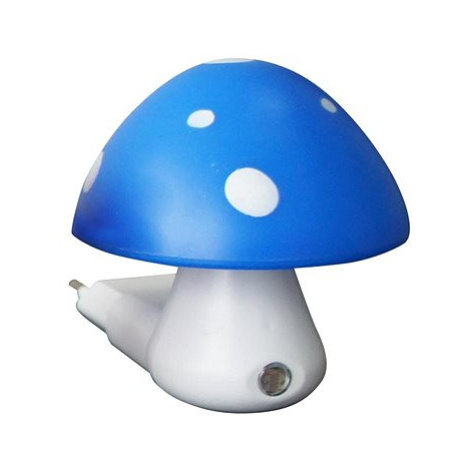 LED dětská lampička do zásuvky Muchomůrka modrá 0,4W/230V/6400K, soumrakový senzor ACA
