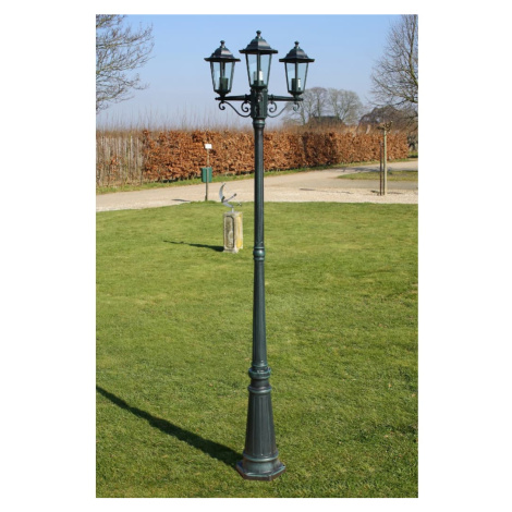 vidaXL Zahradní lampa vysoká 3 ramena 215 cm tmavě zelená/černá hliník