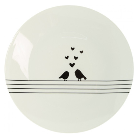 Porcelánový jídelní talíř s ptáčky Love Birds – 26x2 cm Clayre & Eef