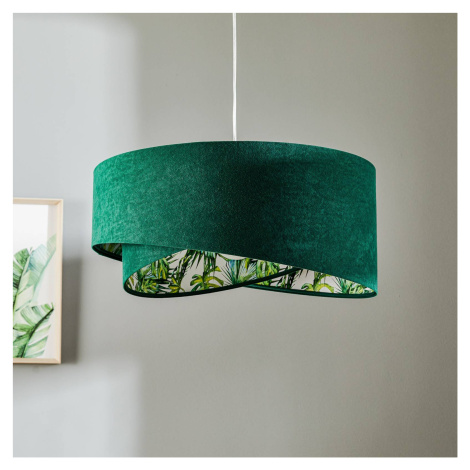 Maco Design Závěsná lampa Vivien, zelená s celoplošným květinovým potiskem