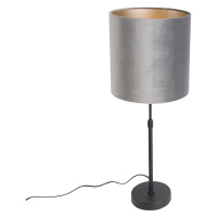 Moderní stolní lampa černé látkové stínidlo šedé 25 cm nastavitelné - Parte