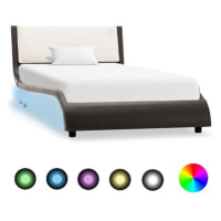 Rám postele s LED světlem šedý a bílý umělá kůže 90x200 cm