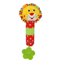 BABY MIX - Dětská pískací plyšová hračka s chrastítkem lev