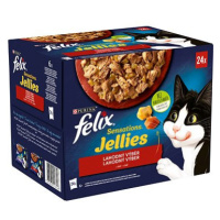 Felix Sensations Jellies hovězí s rajčaty, kuře s mrkví, kachna, jehněčí v lahodném želé 24 x 85