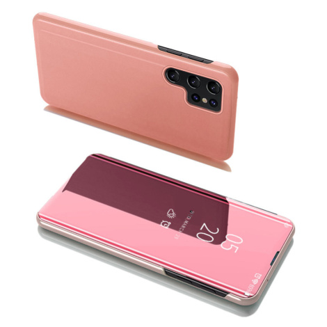 Knížkové pouzdro na Samsung Galaxy S22 ULTRA 5G s průhlednou přední stranou pink