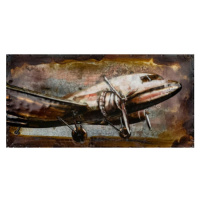 Kovový obraz na zeď Letadlo veterán 80x40 cm, vintage
