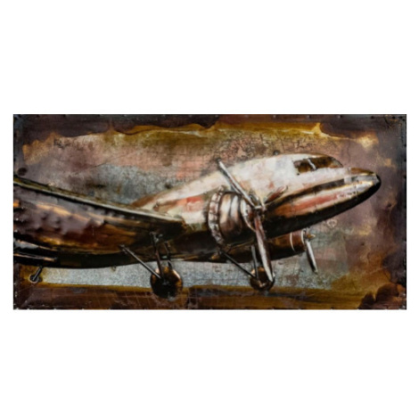 Kovový obraz na zeď Letadlo veterán 80x40 cm, vintage Asko