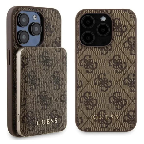 Kryt Guess GUBPM5P15X4GEMGW set iPhone 15 Pro Max 6.7" hardcase + Powerbank 5000mAh MagSafe brow