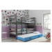 BMS Dětská patrová postel ERYK 3 s přistýlkou | šedá Barva: Šedá / růžová, Rozměr: 200 x 90 cm