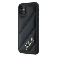 Pouzdro Karl Lagerfeld pro iPhone 11 Xr 6.1 černé Diagonal Quilted Script