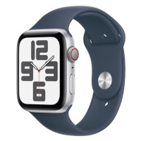 Apple Watch SE (2023) Cellular 44mm sportovní silikonový řemínek bouřkově modrý S/M Stříbrná