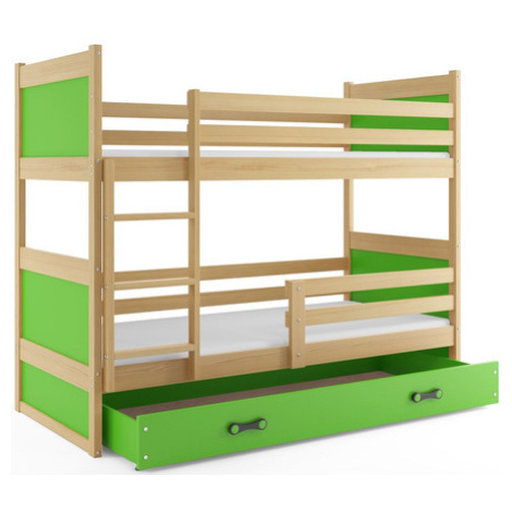 Dětská patrová postel RICO 200x90 cm Zelená Borovice BMS