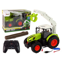 mamido  Dálkově ovládaný traktor 1:24 RC zelený s dřevěným drapákem RC