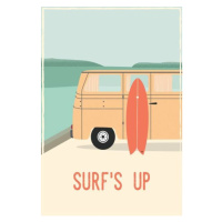 Ilustrace Surf´s up - retro vintage surf., LucidSurf, 26.7 × 40 cm